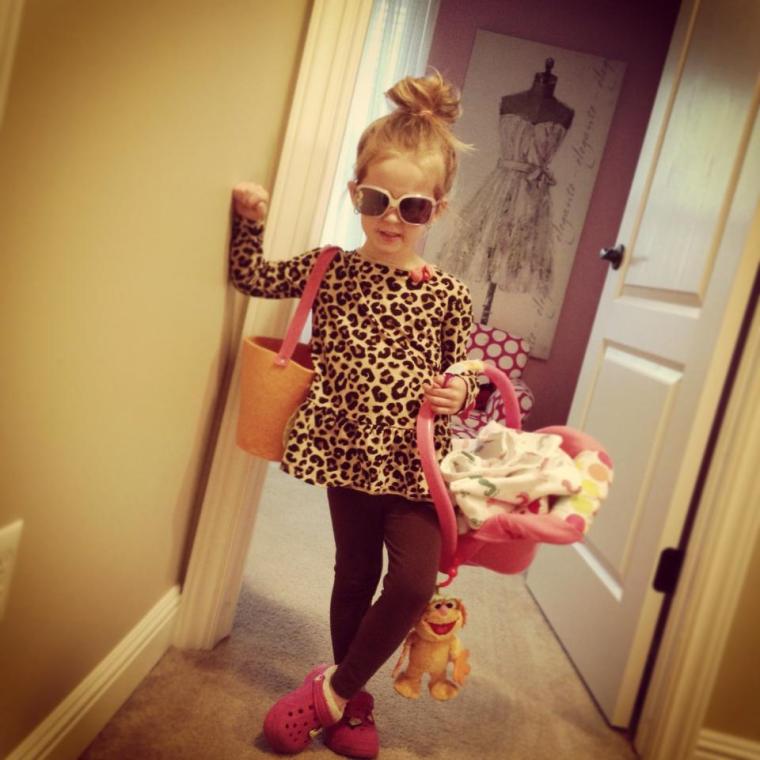 "Mommy, do I look like a real mommy?" -Maddy- after dressing yourself, putting your baby in a car seat, and showing me your "wedding ring" from Daddy.